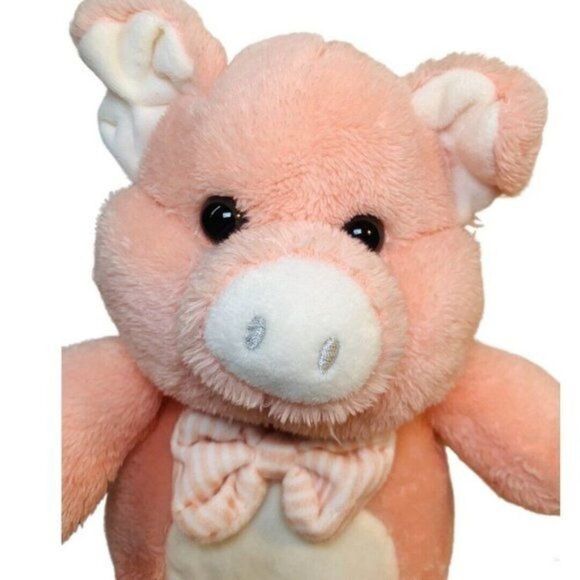 2019 KellyToy Pink Pig Plush Piggy With Bow tie Stuffed Animal Toy Lovey 12” - Picture 2 of 5